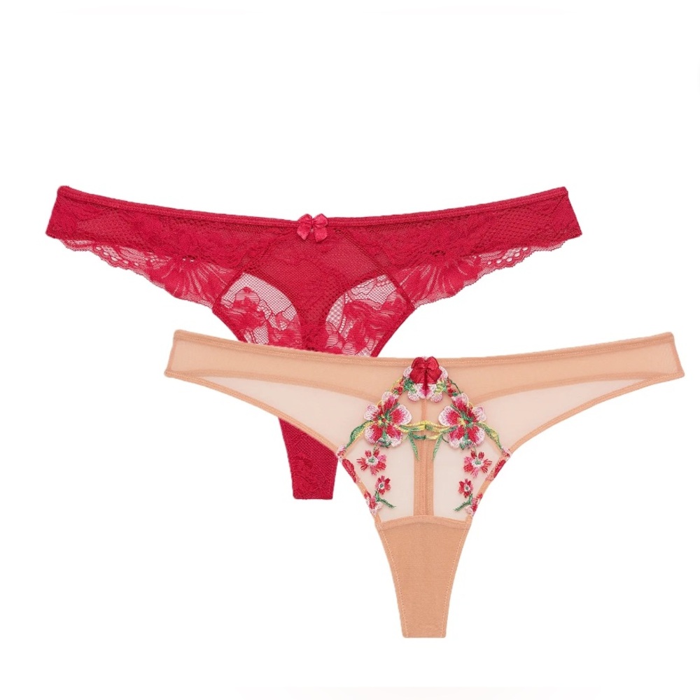 2. Adored by Adore Me 2-Pack Lace and Mesh Jenna Thong and Daisy Thong Underwear